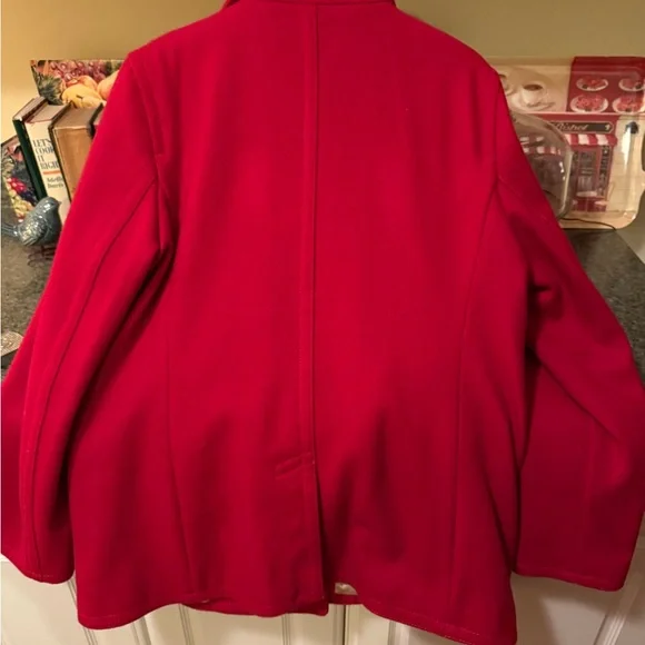 Classic Red Double-Breasted Women's Coat - Picture 2 of 2